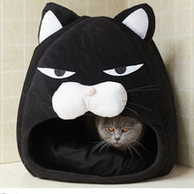 Foldable Cat House Soft Pet Nest With Cushion Cute Cartoon House for Cats Dogs