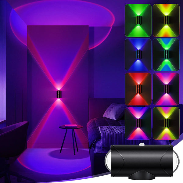 LED Motion Sensor Wall Sconce Lights, 3 Modes, 8 Lighting Colors, USB Rechargeable Magnetic Night Lamp for Bedroom