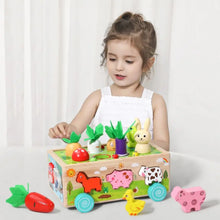 Wooden Shape Assortment Matching Children Toys Animals Game Cart Montessori Education Building Blocks Kids