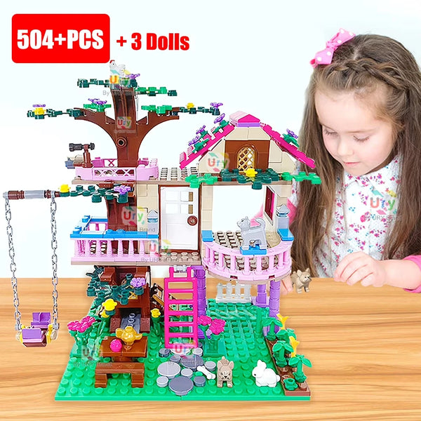 Friends CitTree House Summer Holiday Villa Castle Building Blocks Sets Figures Garden DIY Toys for Kids