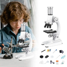 Children Beginner Microscope Set Kid Microscope Kit with 100X-1200X Microscope Children Experiment Toy LED Light Adjustable for