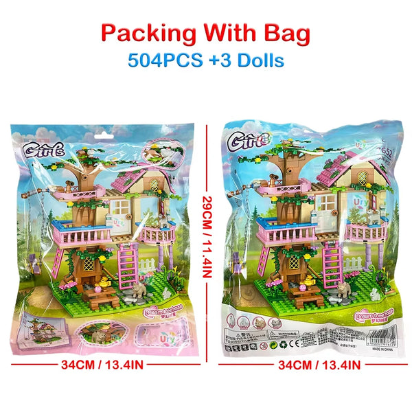 Friends CitTree House Summer Holiday Villa Castle Building Blocks Sets Figures Garden DIY Toys for Kids