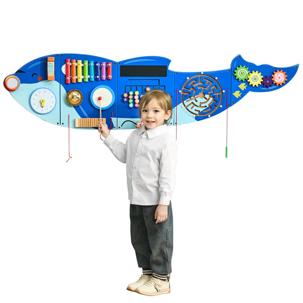 Kids Wall Busy Board 12 Activities Hanging Panels Montessori Sensory Learning Toys for Toddler 3-12 Play Toys
