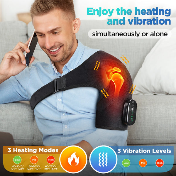 Vibration Shoulder Steamer Belt Heated Shoulder Warmer Massager