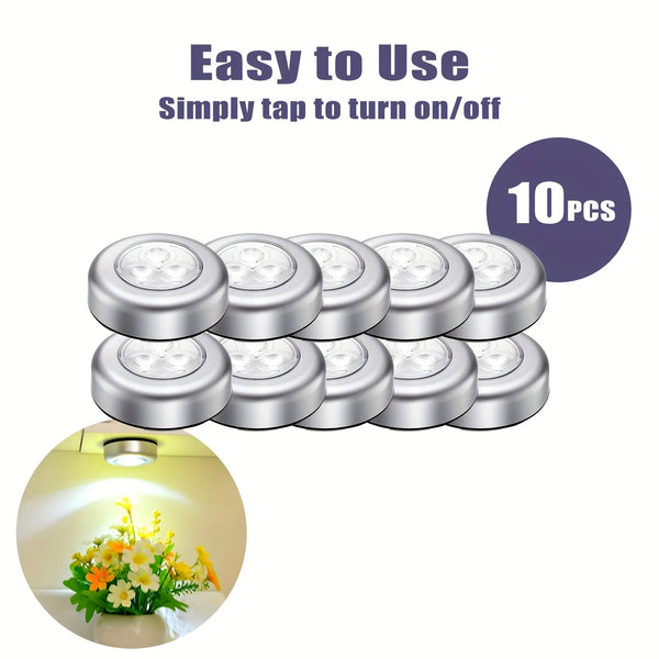 Mini Led Night Light, Self Adhesive Push Light Stairs Hallway Closet Kitchen Bedroom, Cabinets, Counters,