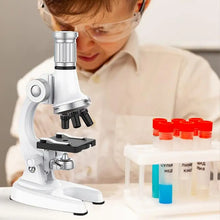 Children Beginner Microscope Set Kid Microscope Kit with 100X-1200X Microscope Children Experiment Toy LED Light Adjustable for