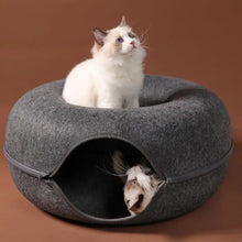 Donut Cat Bed Interactive Tunnel Pet Felt Indoor Toys Cats House Kitten Training Toy