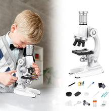 Children Beginner Microscope Set Kid Microscope Kit with 100X-1200X Microscope Children Experiment Toy LED Light Adjustable for