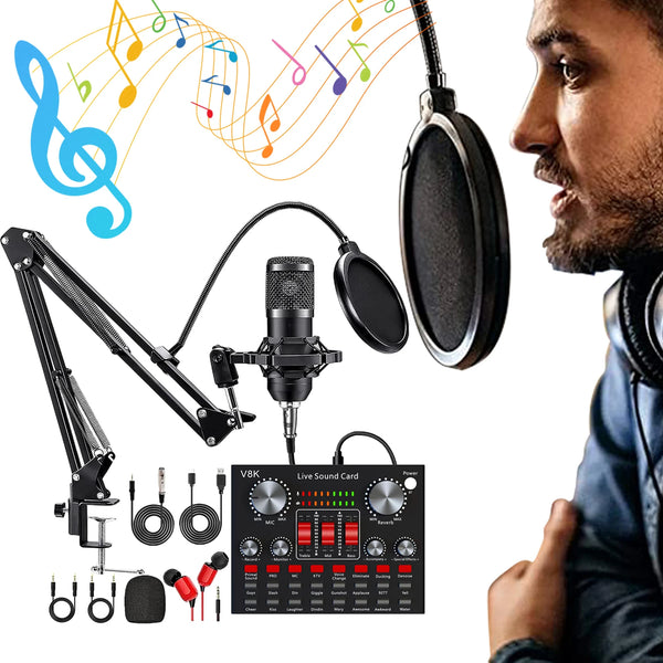 All-in-One Recording Equipment Audio Mixer Voice Changer Microphone Kit