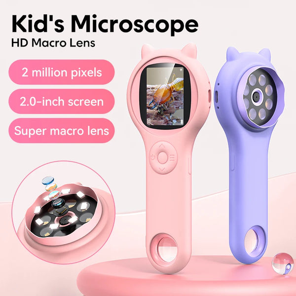 Kids Microscope Portable Handheld Magnifying Digital Microscope for Children Educational Science Toys